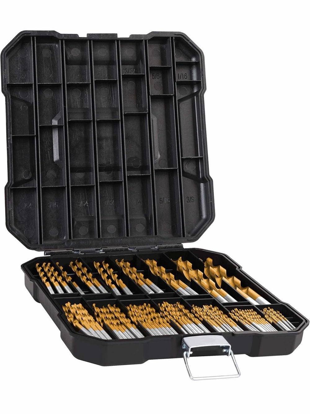 99 Pieces Titanium Twist Drill Bit Set, 135° Tip High Speed Steel